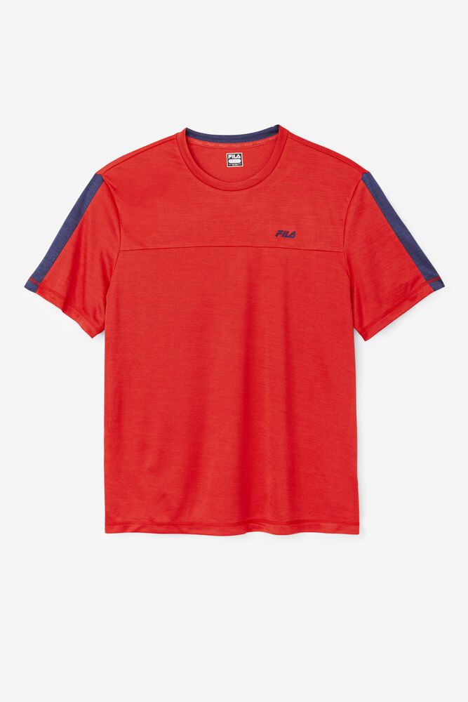 Fila T-Shirt Mens Red Delfino Crew - Ireland 28476-STGA